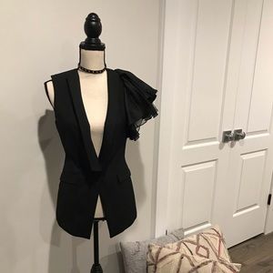 BCBGMaxAzria XS blk tuxedo vest with sleeve detail